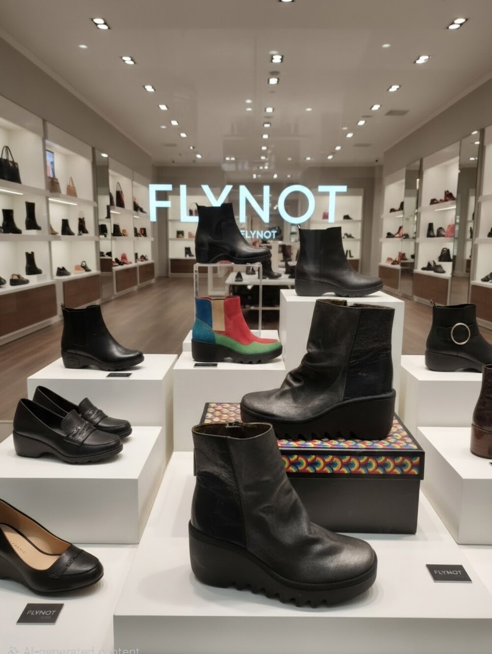 Fly London Black Leather Wedge Ankle Boots Women's Sz 5.5 Eu 36 New $175